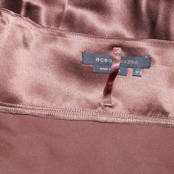 BCBGMAXAZRIA  Brown Silk Halter High Low Cocktail DressSize:0 - Picture 3 of 4